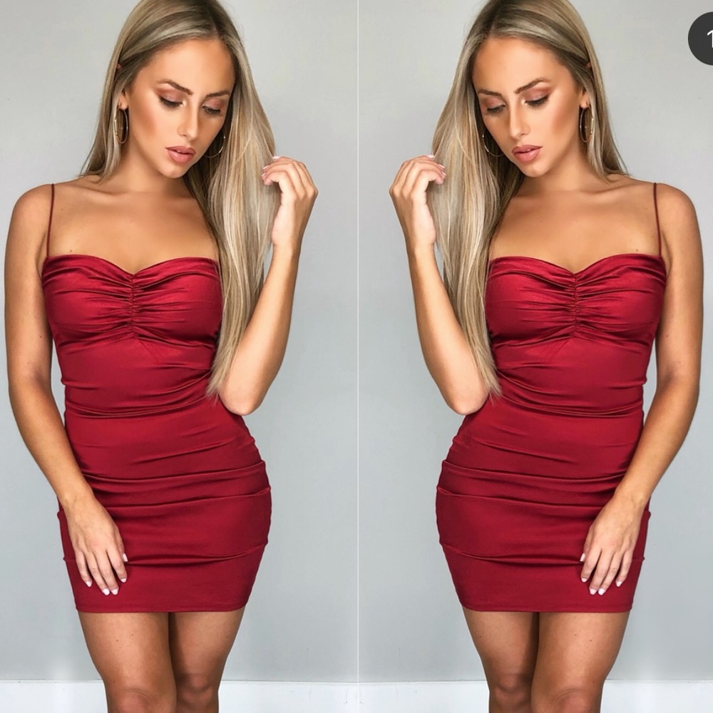 Red silk bodycon dress